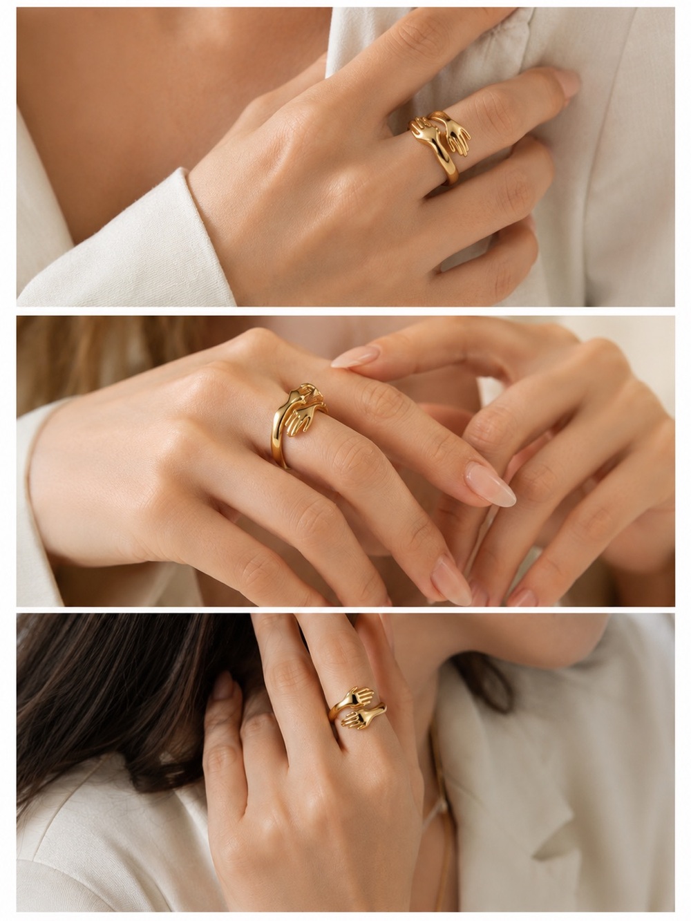 Gold Hand Wrap Ring - Elegant Women's Fashion Jewelry - Picture 3 of 5